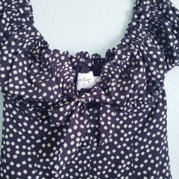 Polly Black Floral Marion Mini Dress - Picture 3 of 9